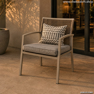 SCL58ST Sillón Mallorca Taupé con Ratán y Acero.