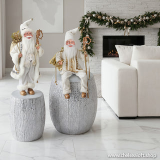 MQ5903PC Taburete Redondo Plata 30x36cm.