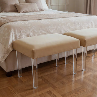 MGA6593-2 Taburete Khalifa Beige Con Acrilico 61(L)X41(P)X44(A) Cm.