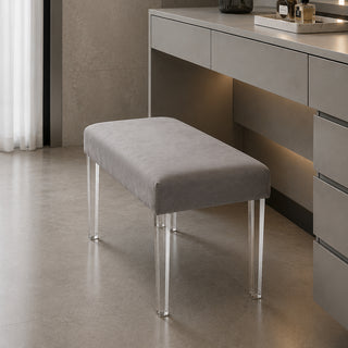 MGA6593-1 Taburete Khalifa Gris Perla Con Acrilico 61(L)X41(P)X44(A) Cm.