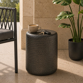 MIN3312N Taburete Maceta Metal Negro Grande 40 cm.