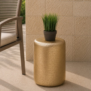 MIN3312O Taburete Maceta Metal Oro Grande 40 cm.