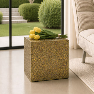 MQ5282OC Taburete Rectangular Oro 37x40cm.