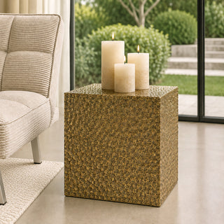 MQ5282OG Taburete Rectangular Oro 40x46cm.