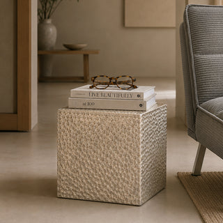 MQ5282PC Taburete Rectangular Plata 37x40cm.