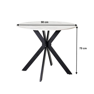 TC2411BN Mesa Redonda 90cm. Cerámica Blanca Nube y Base Negra