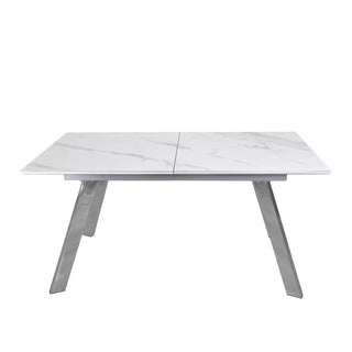 TC2414BN Mesa Rectangular de Extensión. Cerámica Blanca Nube y Base Cromo.