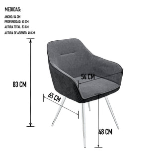 TC2416G Sillón Madrid Gris con Cromo.