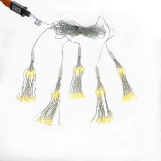 Set de 5 Destellos de Luz Blanco Cálido con Bateria Recargable Contacto USB