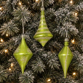 Set 3 Ornamentos Trompo Verde 10 cm