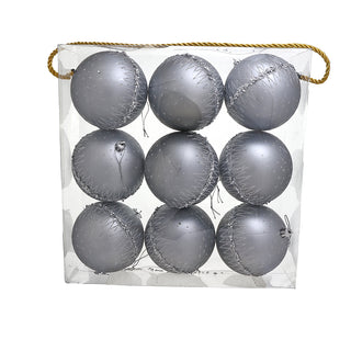 WZ109AP Set 9 Esferas Acero Decorado Plata 10 cm.