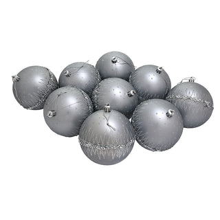 WZ109AP Set 9 Esferas Acero Decorado Plata 10 cm.
