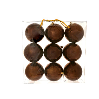 WZ109CB Set 9 Esferas Chocolate Brillante 10 cm.