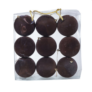 WZ109CT Set 9 Esferas Chocolate Terciopelo 10 cm