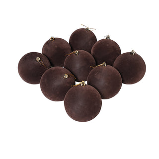 WZ109CT Set 9 Esferas Chocolate Terciopelo 10 cm