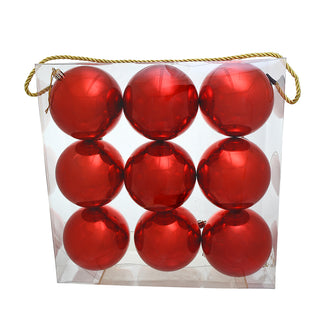 WZ109RB Set 9 Esferas Rojo Brillante 10 cm.