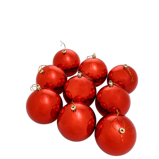 WZ109RB Set 9 Esferas Rojo Brillante 10 cm.