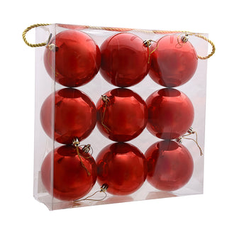 WZ109RC Set 9 Esferas Rojo Caramelo 10 cm.