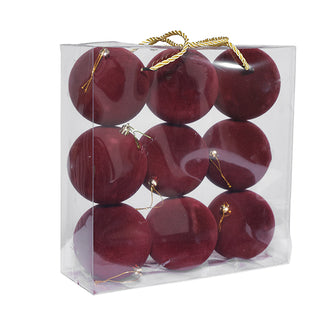 WZ109VT Set 9 Esferas Vino Terciopelo 10 cm
