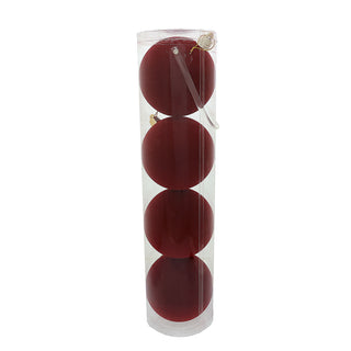 WZ15041R Set 4 Esferas Terciopelo Rojo 15 cm.