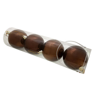WZ1504CB Set 4 Esferas Chocolate Brillante 15 cm.