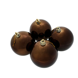 WZ1504CB Set 4 Esferas Chocolate Brillante 15 cm.
