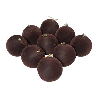 WZ1504CT Set 4 Esferas Chocolate Terciopelo 15 cm