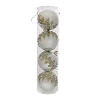 WZ1504IG Set 4 Esferas Pedrería Ivory Gold 15 cm.
