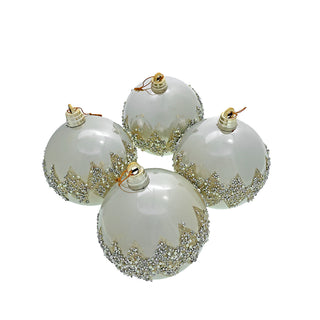 WZ1504IG Set 4 Esferas Pedrería Ivory Gold 15 cm.