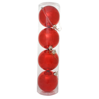 WZ1504RB Set 4 Esferas Rojo Brillante 15 cm.