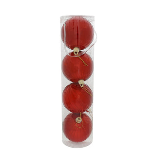 WZ1540RC Set 4 Esferas Rojo Caramelo Pinstripe 15 cm.