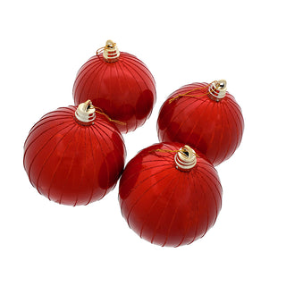 WZ1540RC Set 4 Esferas Rojo Caramelo Pinstripe 15 cm.