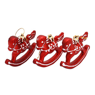 WZ80035R Set 3 Ornamentos Caballitos Rojo 8 cm.