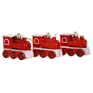 WZ80037R Set 3 Ornamentos Trenes Rojo 8 cm.