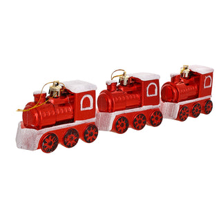 WZ80037R Set 3 Ornamentos Trenes Rojo 8 cm.
