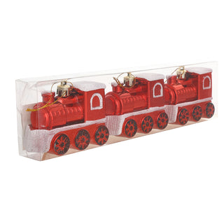 WZ80037R Set 3 Ornamentos Trenes Rojo 8 cm.