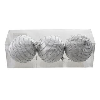 WZ8003E Set 3 Esferas Plata Estriada 8 cm.