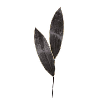 XH007G Rama 2 Hojas Terciopelo Gris con Ribete 89 cm.