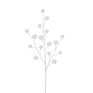 XH107BL Rama Esferitas Blanco Frost 68cm.