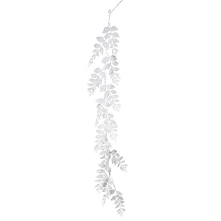 XH200BL Guirnalda Follaje Hojas Blanco Frost 150cm.
