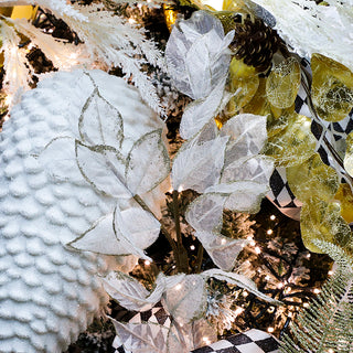 XH2329BO Rama Hojas Tul Blanco Oro Frost 77 Cm.