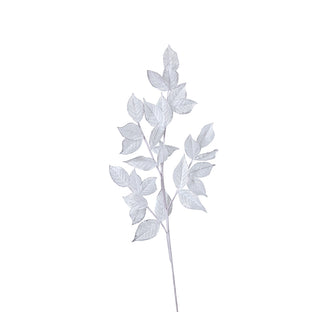 XH2329BP Rama Hojas Tul Blanco y Plata Frost 77 Cm.
