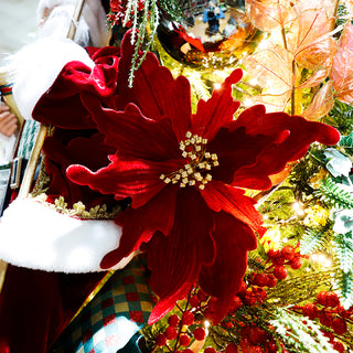 XH245M  Nochebuena Espiral Terciopelo Rojo Mediana 37(D)X37(A) Cm.