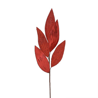 XH463R Rama Hojas Texturas Rojo 68cm.