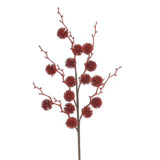 XH494RO Rama Follaje Pompón Rojo 70cm.