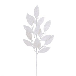 XH893BL Rama Follaje Hojas Blanco Frost 85cm.