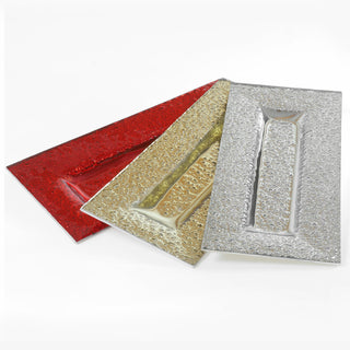 YQ6241P Platón Alargado Pebbles Plata 15.5(P)X35(L) Cm.