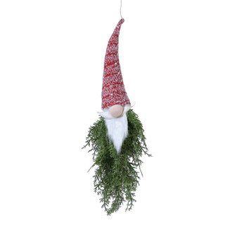 YS23226 Gnomo Rojo Barba Follaje 55 Cm.