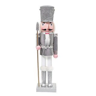 ZHT907P  Cascanueces Guardia Plata Frost y Blanco 38 cm.