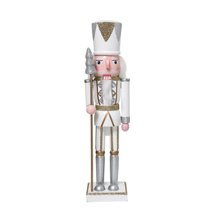 ZHT910B Cascanueces Guardia Blanco Frost, Plata y Oro 38 cm.